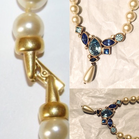 80s Swarovski Crystal Pearl BIB Statement Necklace - Picture 8 of 10